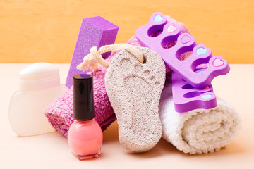 Pedicure accessories set tools closeup