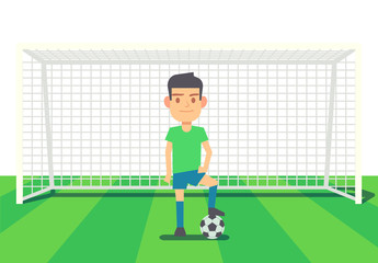 Fototapeta premium Soccer goalkeeper keeping goal vector illustration