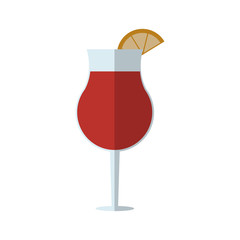 cocktail drink with slice of lemon decoration over white background. colorful design. vector illustration