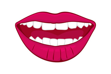 Pink smiling woman's lips vector illustration