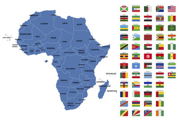 africa map and flags