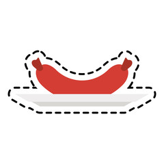 plate with sausage icon over white background. colorful desing. vector illustration