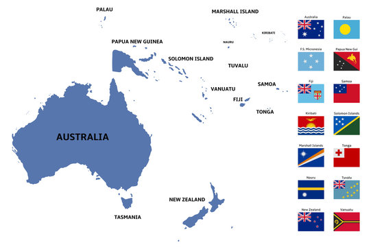 oceania map and flags