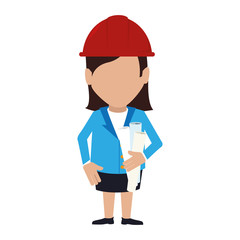 silhouette woman engineer with helmet vector illustration