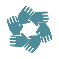 silhouette hands teamwork icon design vector illustration