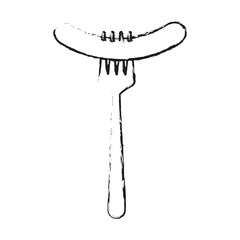 fork with sausage icon over white background. vector illustration