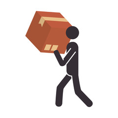 silhouette pictogram person carrying a box vector illustration