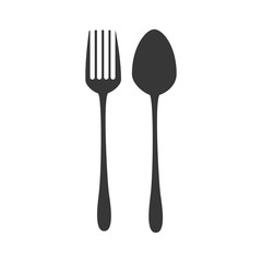 silhouette fork and spoon utensils kitchen vector illustration