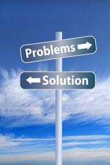 Problems vs solution ahead road sign 1