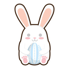cute easter bunny hug egg decorative vector illustration eps 10
