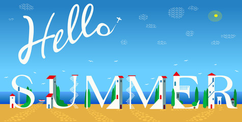 Hello summer. Summer artistic font