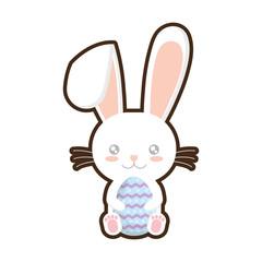 easter bunny whiskers hing egg adorable vector illustration eps 10