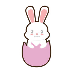 easter bunny in broken egg vector illustration eps 10