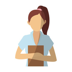 businesswoman cartoon icon over white background. colorful design. vector illustration