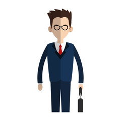 businessman wearing suit and tie over white background. colorful design. vector illustration