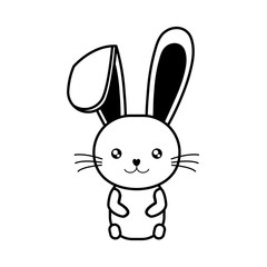 easter bunny wiskers sitting line vector illustration eps 10