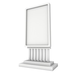 LCD Screen Stand. Blank Trade Show Booth. 3d render of lcd screen isolated on white background. High Resolution. Ad template for your expo design.