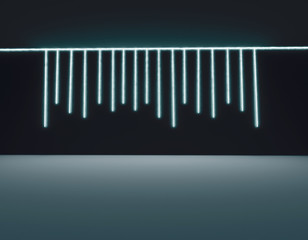many shiny lamps on the wall, 3d rendering