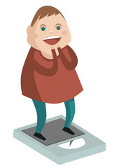 obese fat man eating a lot of junk fast food