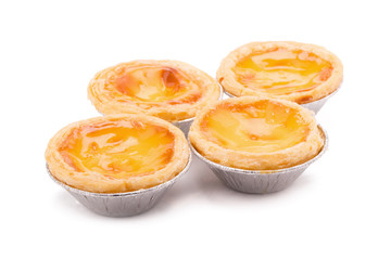 dessert egg tart sweet custard pie isolated on white background.