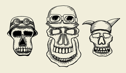 Hand drawn skulls