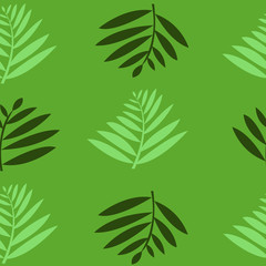 Vector seamless texture of leaves in green