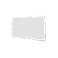 White elongate paper tear with shadow isolated. Vector
