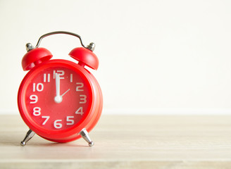 modern clock on wood table   , vintage process