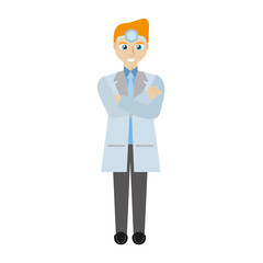 blond doctor man wearing head mirror vector illustration eps 10