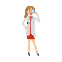 female doctor coat and loupe vector illustration eps 10