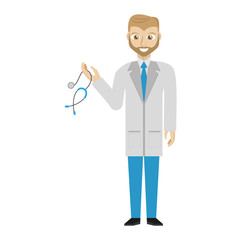 beard doctor holding stethoscope vector illustration eps 10