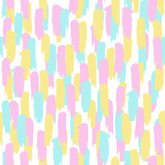 Paint brush strokes. Vector hand drawn seamless pattern