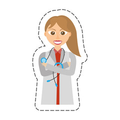cartoon female doctor wearing coat and stethoscope vector illustration eps 10