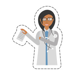 cartoon female doctor holding document and stethoscope vector illustration eps 10
