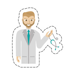 cartoon beard doctor holding stethoscope vector illustration eps 10