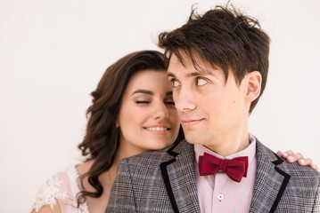 couple on white background. Falling in love