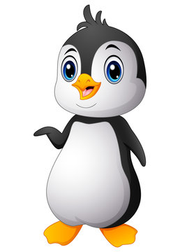 Cartoon funny baby penguin