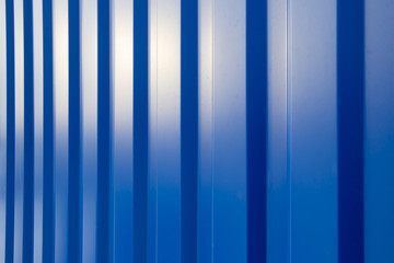 Blue metal profiled sheets surface in perspective