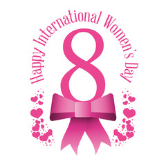 happy international womens day eight bow hearts vector illustration eps 10
