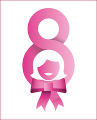 happy womens day eight girl bow design vector illustration eps 10