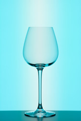 wineglass on blue background