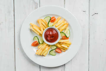 french fries with ketchup