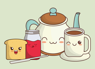 breakfast kawaii food icon image vector illustration design 