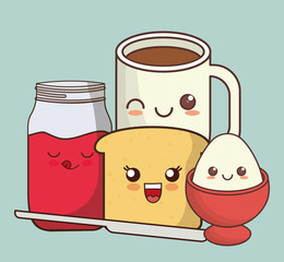 breakfast kawaii food icon image vector illustration design 