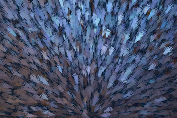 Silver moon background flyng hands