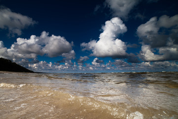 Summer morning by gulf of Riga,  Baltic sea.