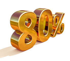 3d Gold 80 Eighty Percent Discount Sign