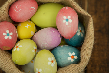 Colourful Easter Eggs with flowers painted