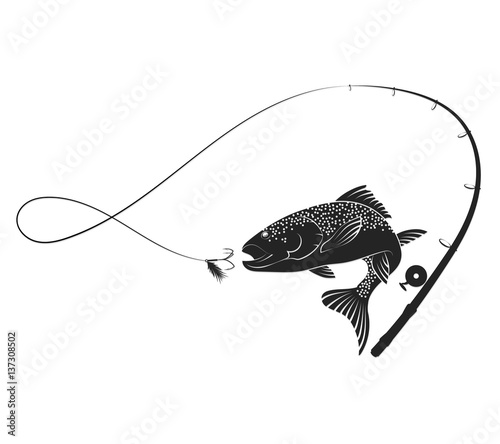 Download "Fish and fishing rod silhouette" Stock image and royalty-free vector files on Fotolia.com - Pic ...