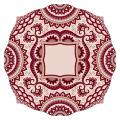 Colored decoration in mandala form. Mehndi style. Decorative pattern in oriental style. Eastern ethnic pattern.
